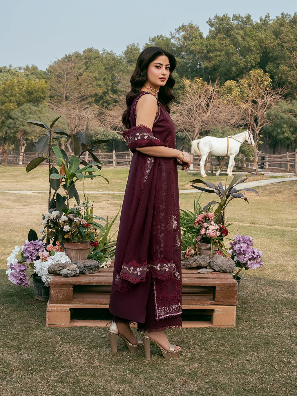 IZEL WINTER EMBROIDERED 3 PC SUIT WITH EMBROIDERED SHAWL