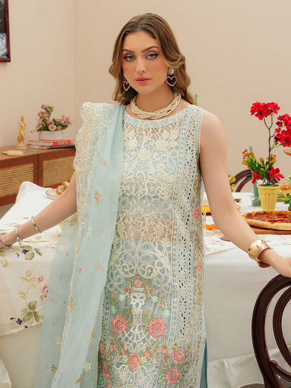 MAHNUR LAWN LUXURY EMBROIDERED 3 PC WITH EMBROIDERED DUPATTA