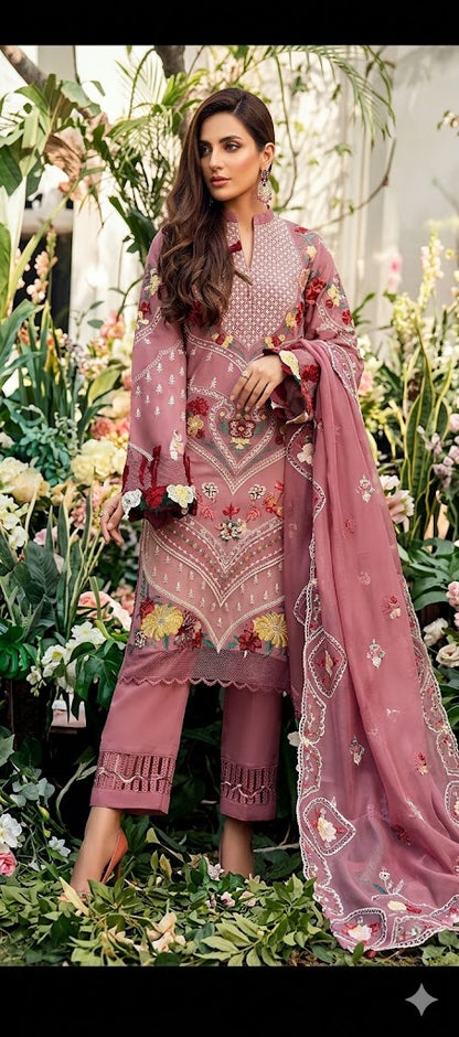 BIN ILYAS LUXURY LAWN 3 PC WITH EMBROIDERED DUAPPTA