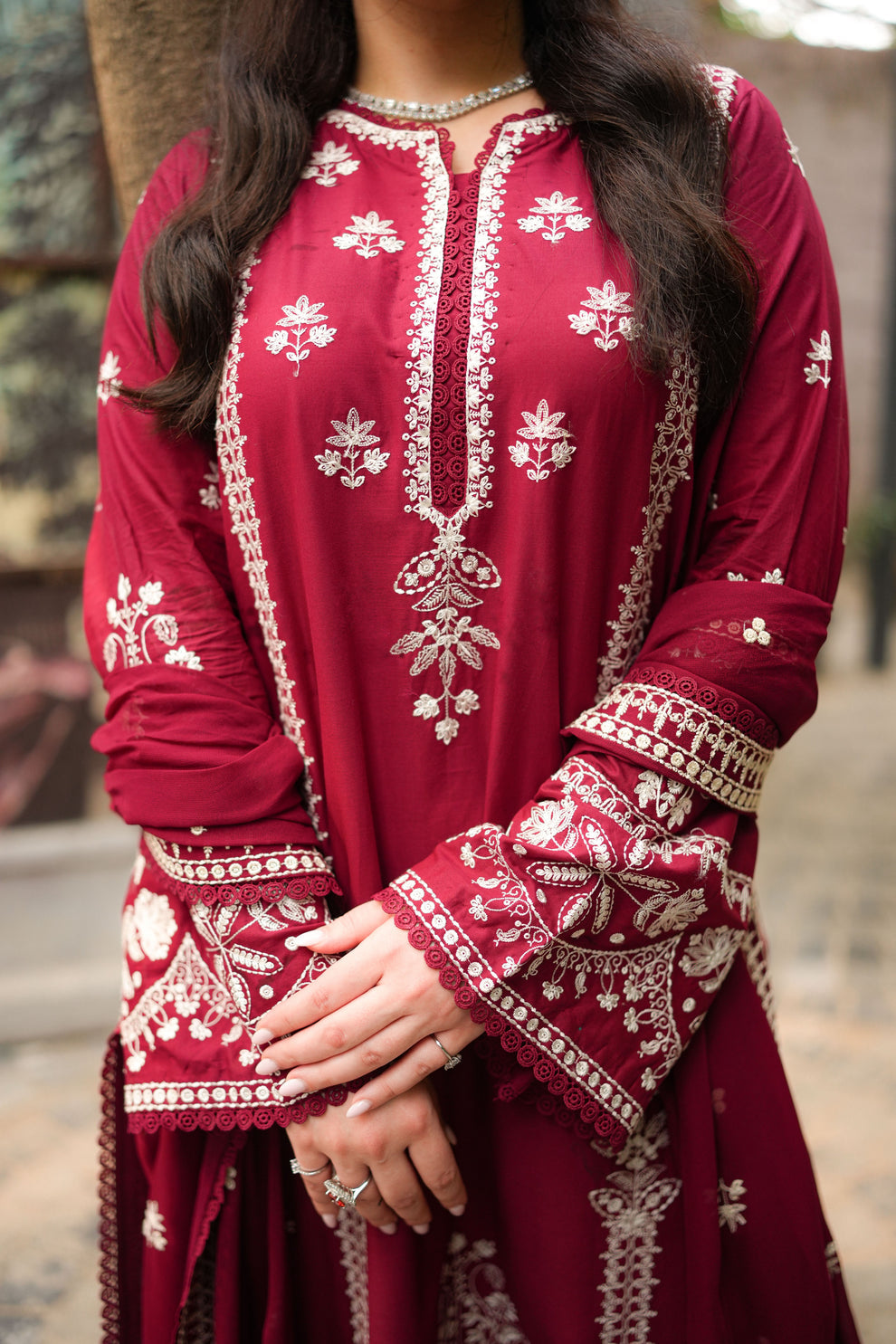 ANEELAS WINTER EMBROIDERED 3 PC KAFTAN STYLE WITH EMBROIDERED SHAWL