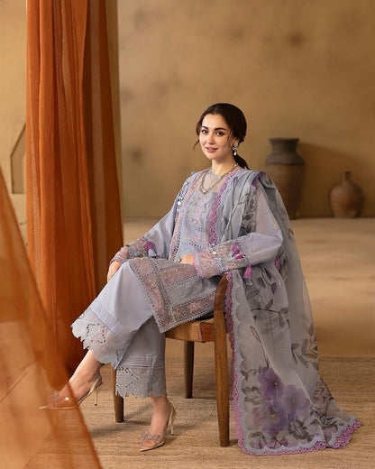 GARNET LAWN 3 PC EMBROIDERD MOST ELEGANT DESIGN