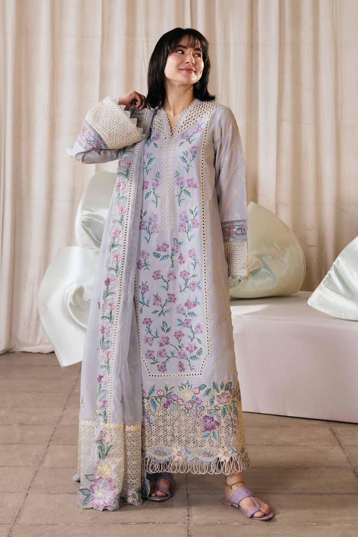 MARYAM HUSSAIN LUXURY LAWN EMBROIDERED 3 PC WITH EMBROIDERED DUPPATA