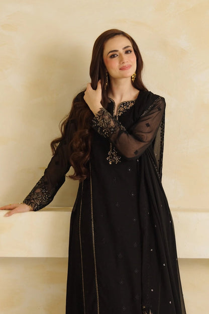 AZURE EMBROIDERED 3 PC SUIT WITH READY EMBROIDERED DUPPATA