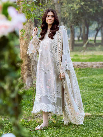 BIN ILYAS LUXURY LAWN EMBROIDERED 3 PC WITH EMBROIDERED DUAPPTA