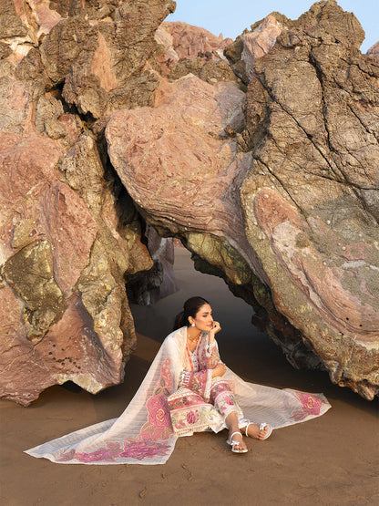 MAHNUR LAWN CHIKAN HEAVY EMBROIDERED 3 PC WITH EMBROIDERED DUPATTA