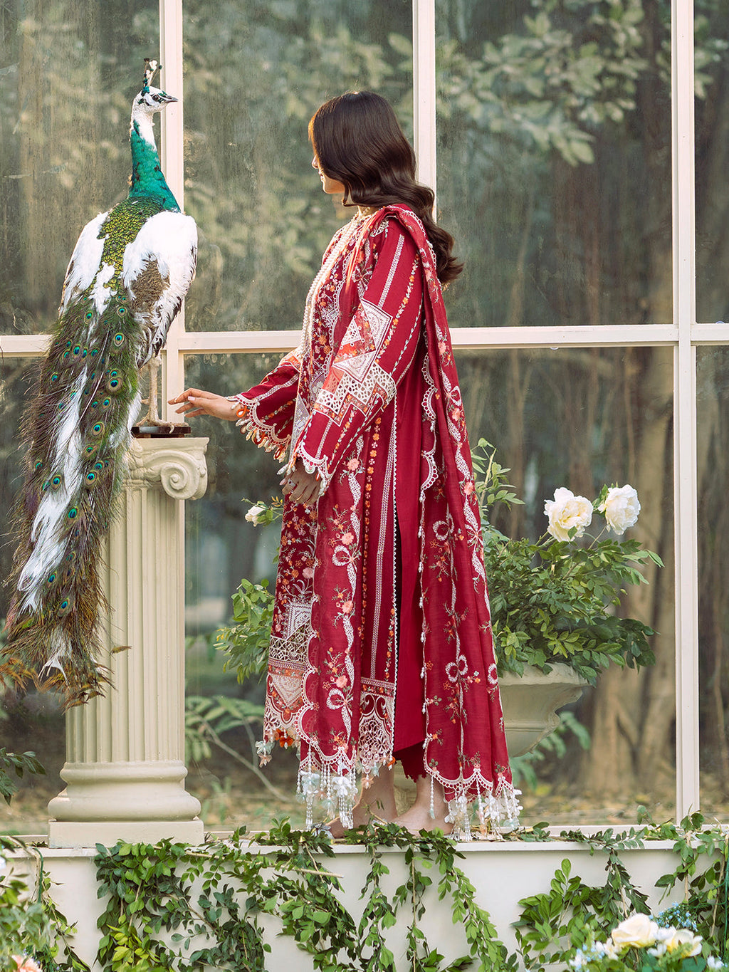 BIN ILYAS LUXURY LAWN EMBROIDERED 3 PC WITH EMBROIDERED DUPATTA