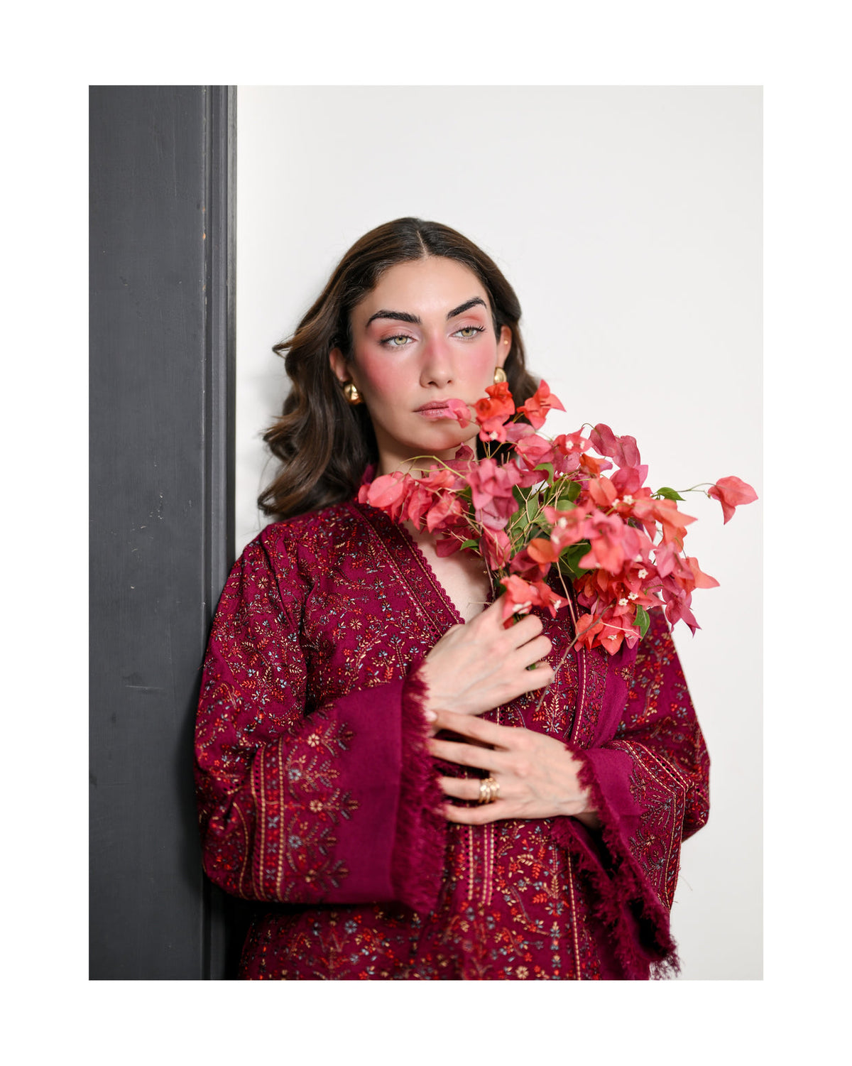 ZAIB WINTER EMBROIDERED 3 PC SUIT WITH EMBROIDERED SHAWL
