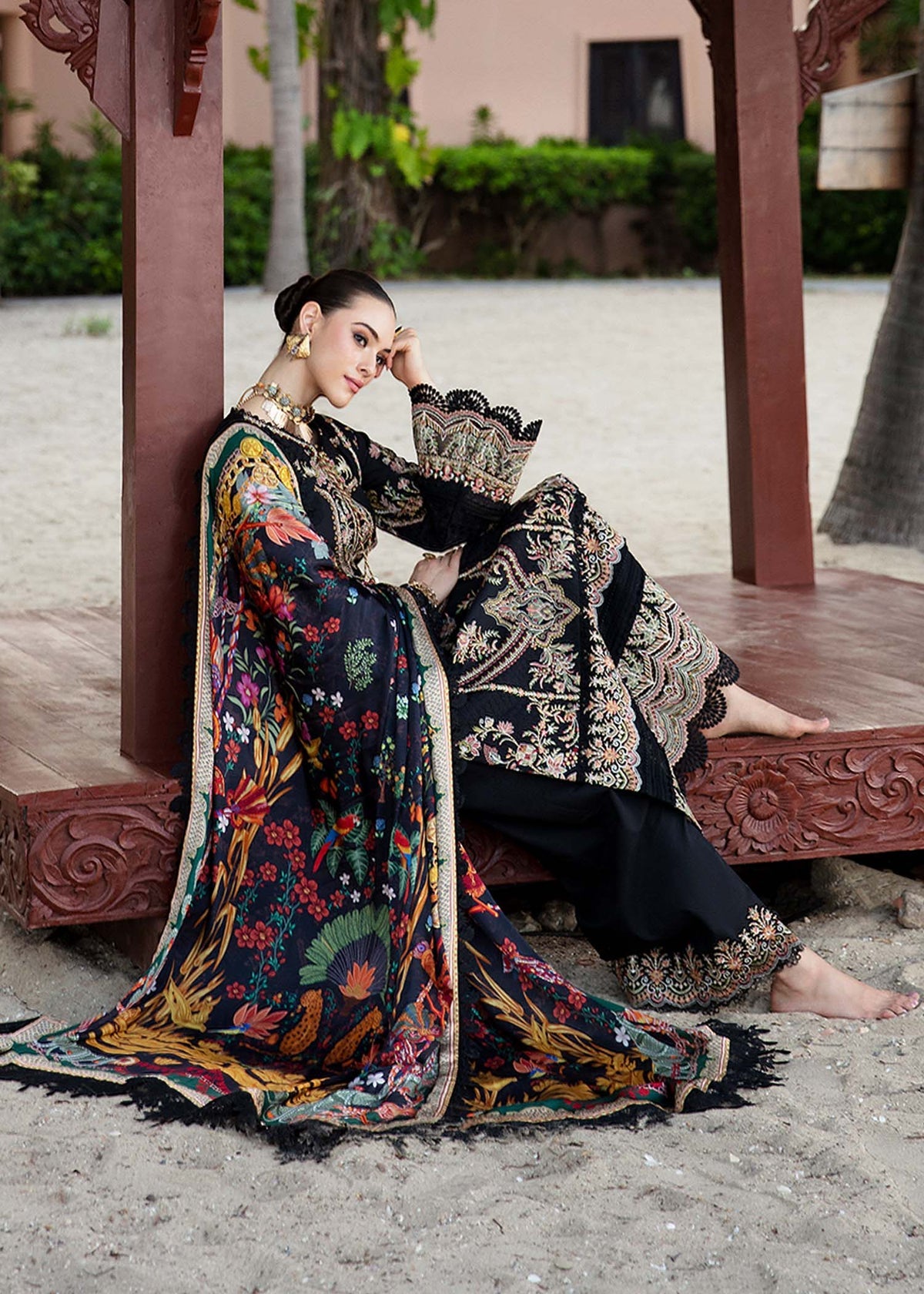 KANWAL MALIK DESIGNER LAWN 3 PC SUIT WITH EMBROIDERED DUPPATA