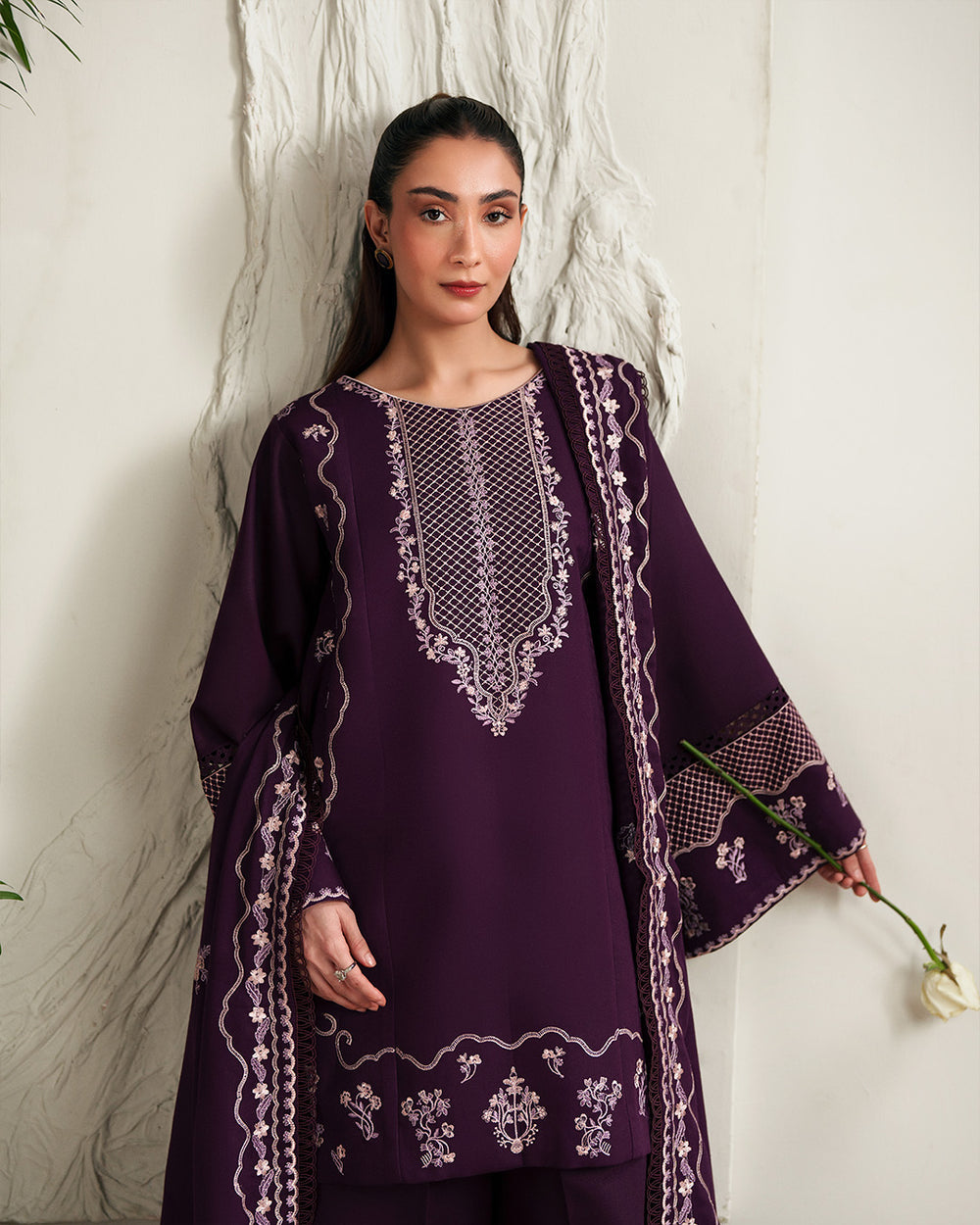 BATIK WINTER EMBROIDERED 3 PC SUIT WITH LUXURY EMBROIDERED SHAWL
