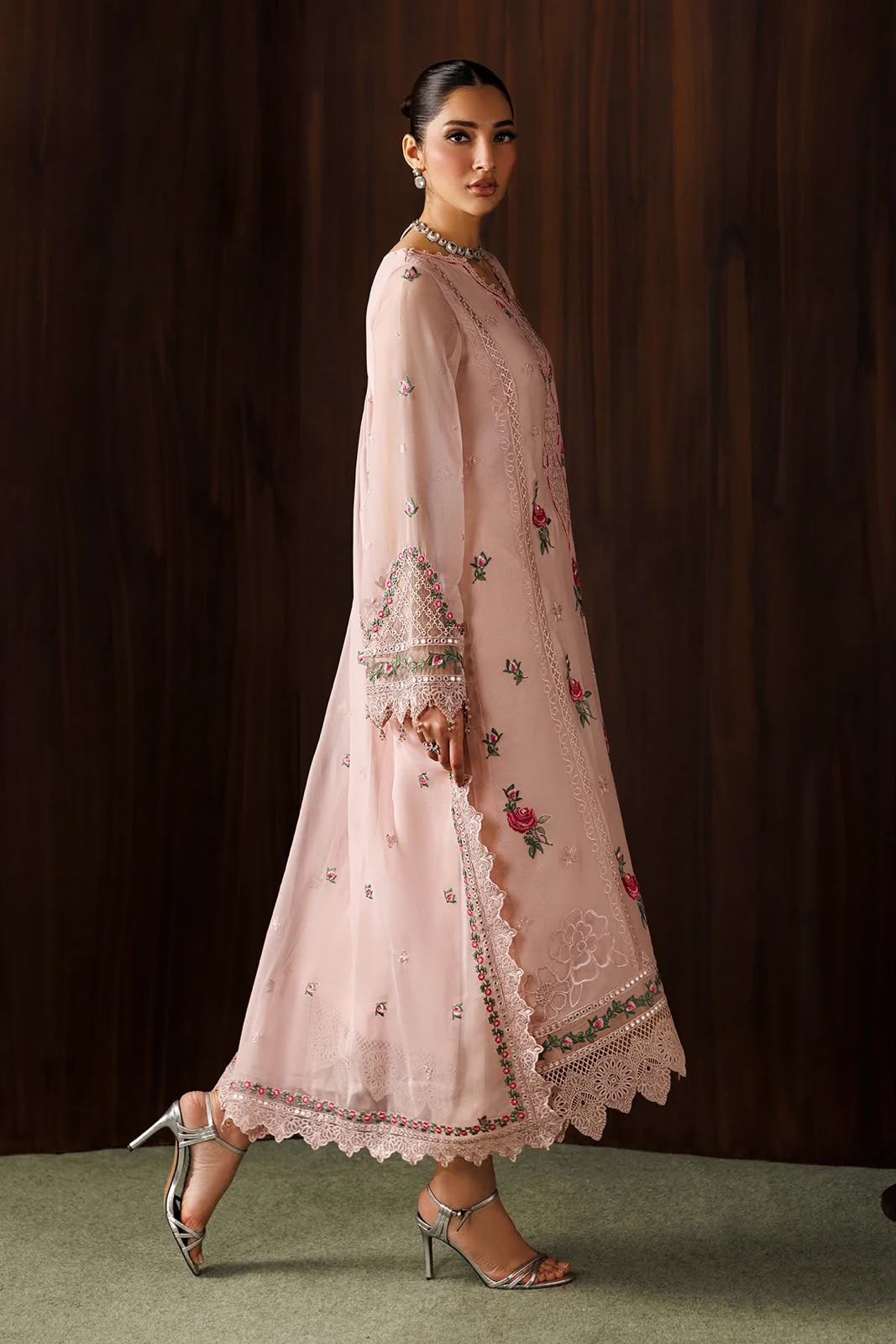 BAROQUE CHIFFON EMBROIDERED 3 PC WITH READY EMBROIDERED DUPPATA