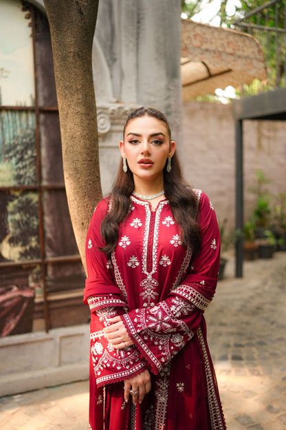 ANEELAS WINTER EMBROIDERED 3 PC KAFTAN STYLE WITH EMBROIDERED SHAWL