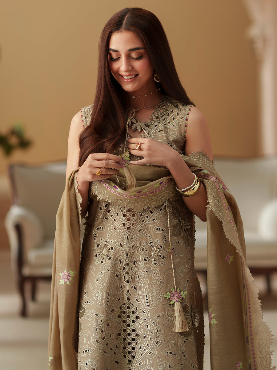 BIN ILYAS LUXURY LAWN EMBROIDERED 3 PC WITH EMBROIDERED DUPPATA
