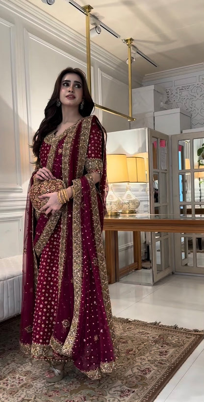 HARIS SHAKEEL LUXURY EMBROIDERED 3 PC SUIT WEDDING SERIES COLLECTION