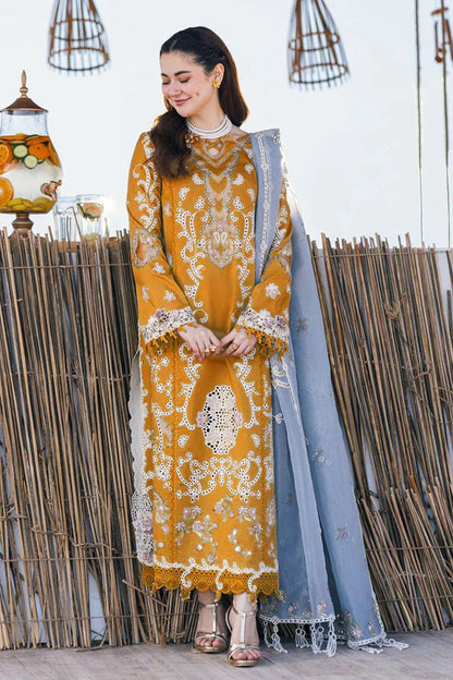 QALAMKAR 3 PC WITH EMBROIDERED SHAWL