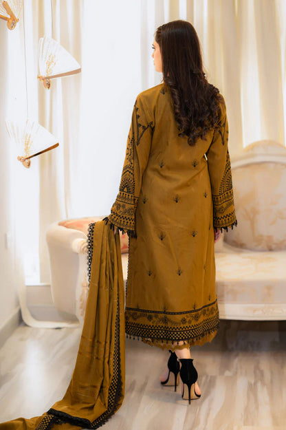 BAREEZE WINTER EMBROIDERED 3 PC SUIT WITH EMBROIDERED SHAWL