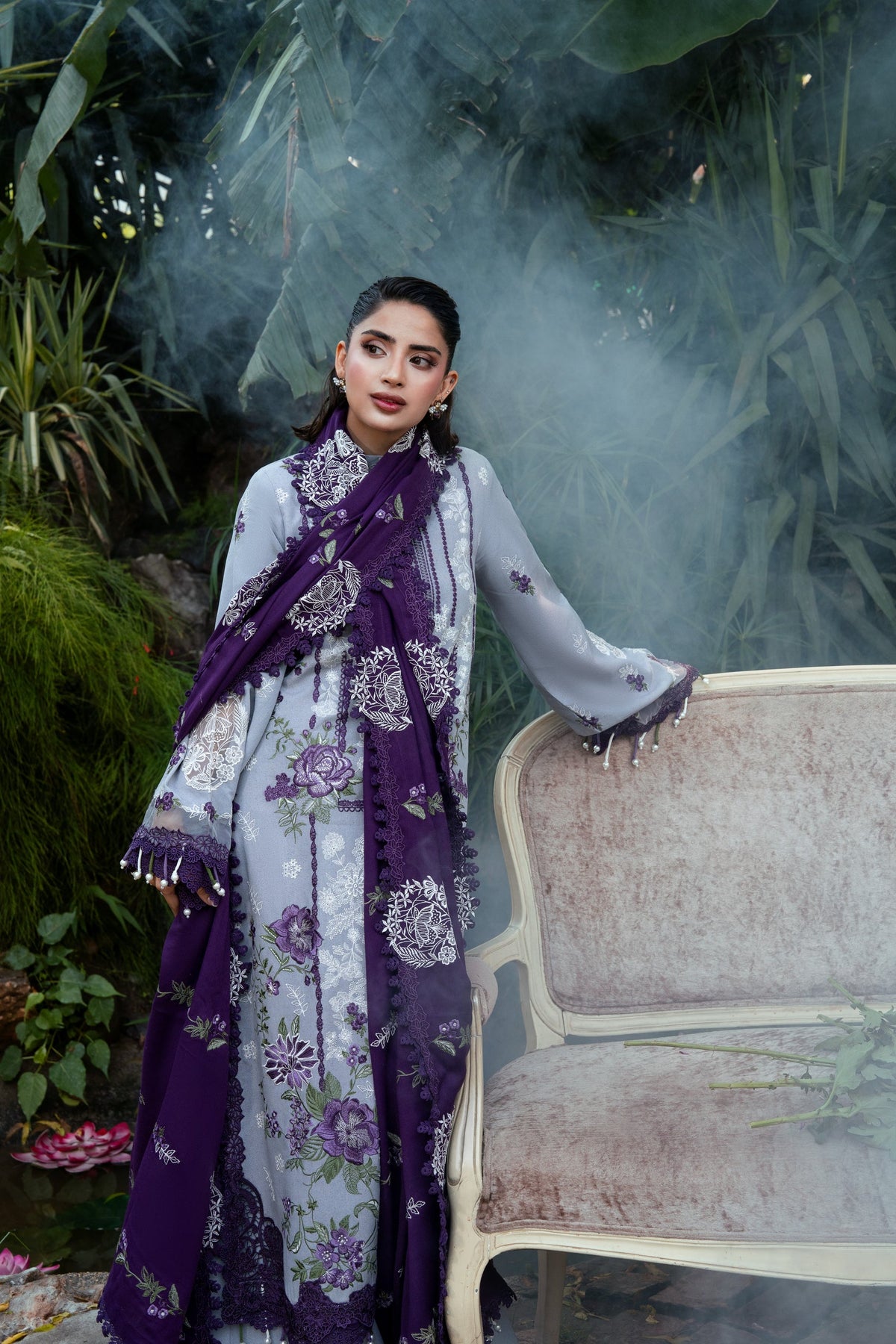 ANEELAS WINTER EMBROIDERED 3 PC SUIT WITH EMBROIDERED SHAWL