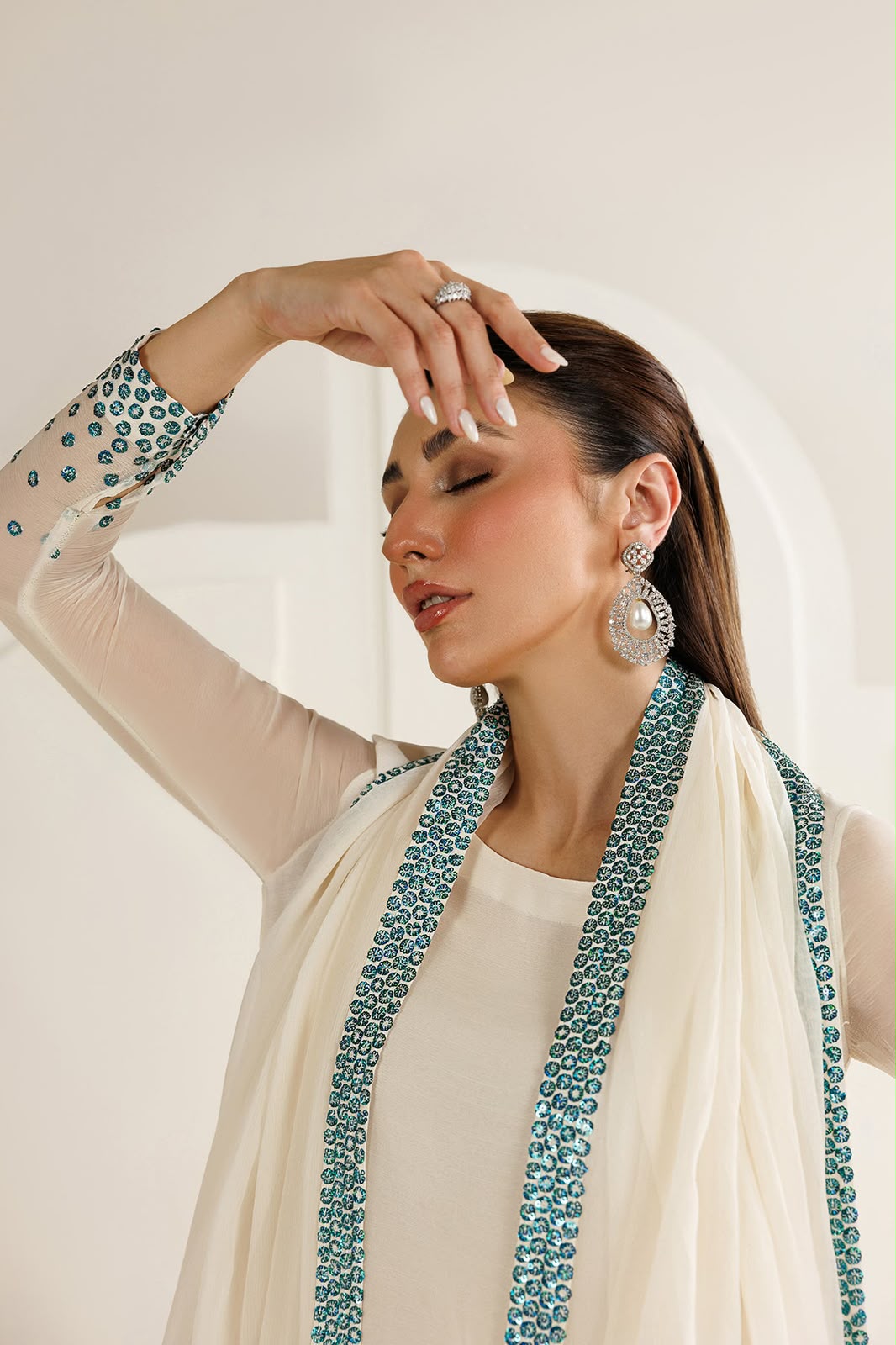 JAZMIN CHIFFON EMBROIDERED 3 PC SUIT WITH READY EMBROIDERED DUPPATA