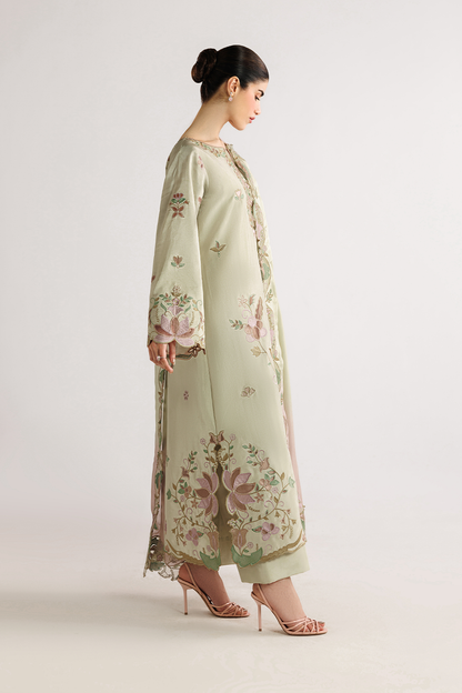 IZNIK-3PC DHANAK EMBROIDERED SHIRT WITH WOOL TYE&DYE PRINTED EMB SHAWL