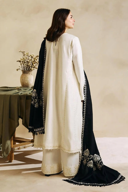 ZARA SHAH JHAN WINTER EMBROIDERED 3 PC SUIT WITH EMBROIDERED SHAWL