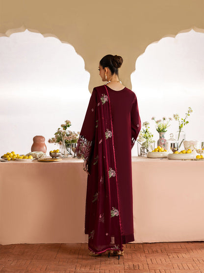 MAHNUR LUXURY WINTER EMBROIDERED 3 PC SUIT WITH EMBROIDERED SHAWL