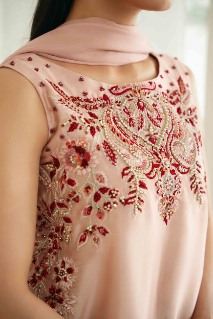 KAIDA RAW SILK 3 PC EMBROIDERED SUIT WITH SOFT SILK DUPPTA