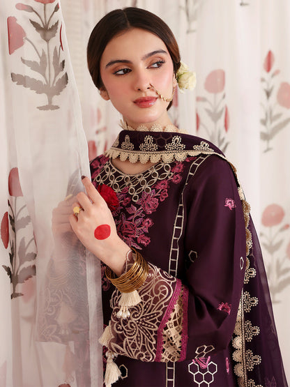 MAHNUR LAWN 3 PC LUXURY EMBROIDERED DUPATTA