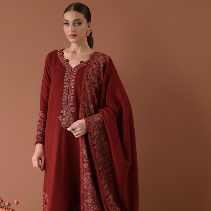 Zaib Luxury Embroidered 3 PC with Embroidery Shawl