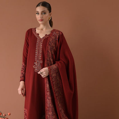 Zaib Luxury Embroidered 3 PC with Embroidery Shawl