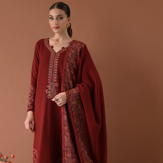 Zaib Luxury Embroidered 3 PC with Embroidery Shawl