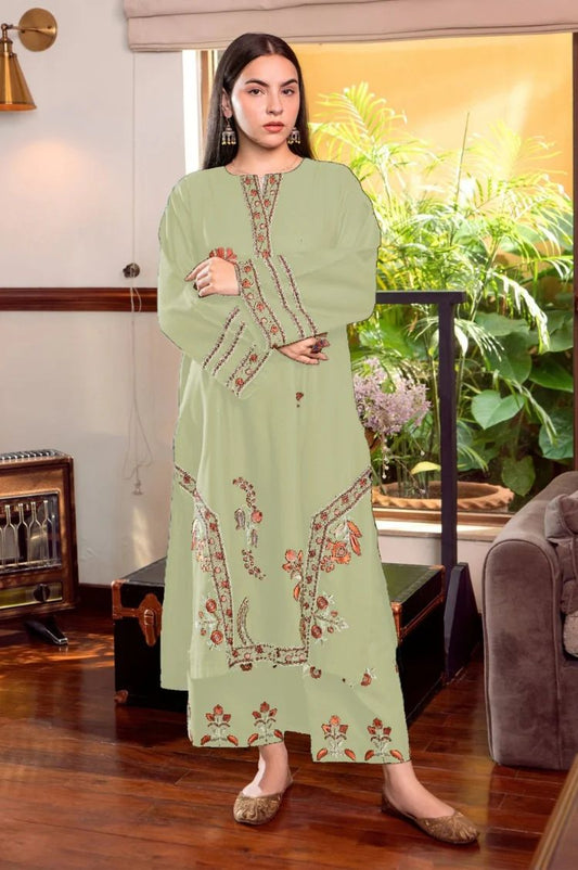 BATIK LAWN EMBROIDERED 2 PC DRESS WITH EMBROIDERED TROUSER