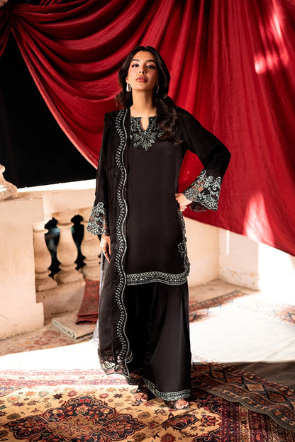 AZURE CHIFFON EMBROIDERED 3 PC SUIT WITH READY EMBROIDERED DUPPATA