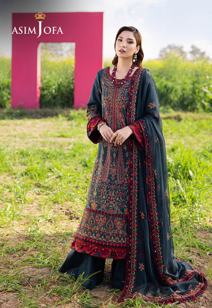 ASIM JOFA LAWN HEAVEY EMBROIDERED 3 PC WITH EMBROIDERED DUPATTA