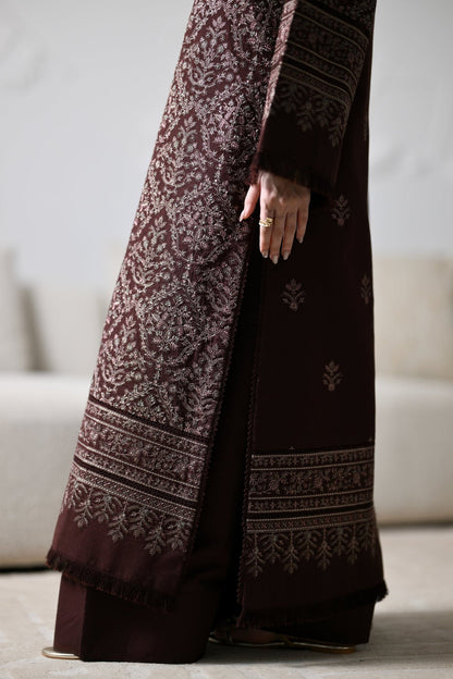 ZAIB LUXURY WINTER KARANDI  EMBROIDERED 3 PC SUIT WITH EMBR SHAWL
