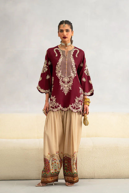 ETHNIC SILK EMBROIDERD SUIT WITH SOFT ELEGANT TROUSER