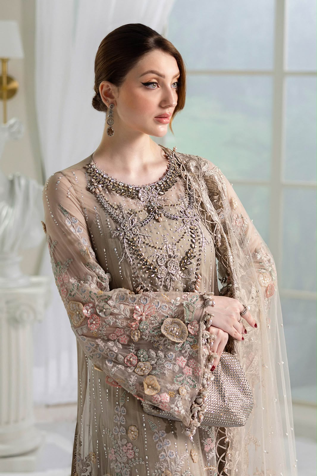 MARIA B LUXURY EMBROIDERED CHIFFON 3 PC SUIT WITH READY EMBROIDERED DUPPATA
