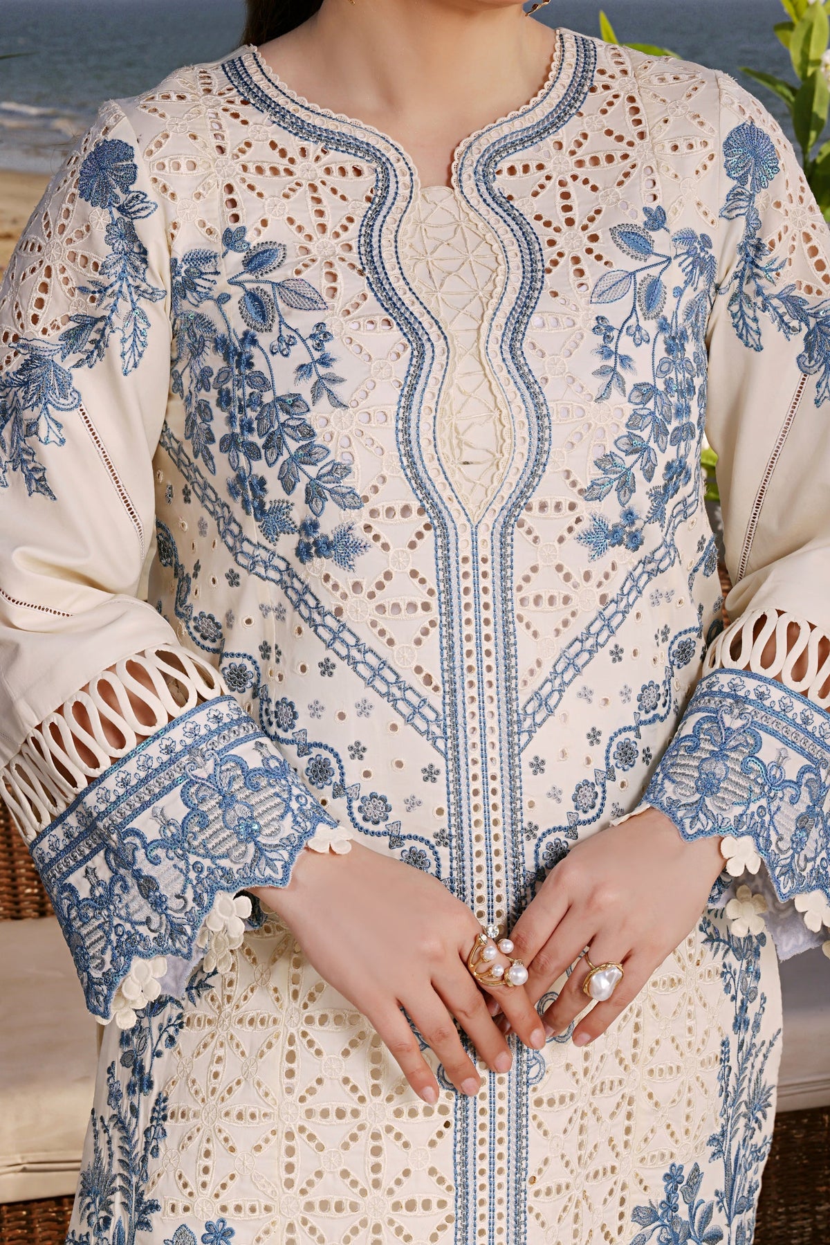 ANEELA'S LAWN EMBROIDERED 3 PC WITH EMBROIDERED DUPATTA