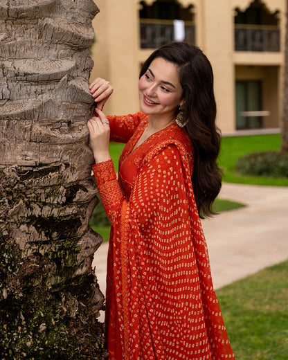 FAIZA SAQLAIN LAWN EMBROIDERED FROCK WITH EMBROIDERED DUPPATA