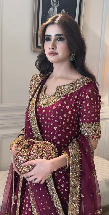 HARIS SHAKEEL LUXURY EMBROIDERED 3 PC SUIT WEDDING SERIES COLLECTION