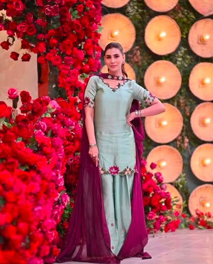 NAZISH JHANGIR SILK EMBROIDERED 3 PC WITH EMBROIDERED SOFT DUPPATA