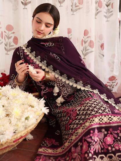 MAHNUR LAWN 3 PC LUXURY EMBROIDERED DUPATTA