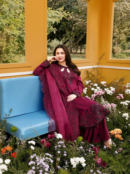 QALAMKAR LUXURY LAWN SEQUENCE EMBROIDERED 3 PC WITH EMBROIDERED DUPATTA
