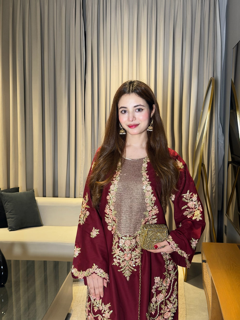 ETHNIC SILK EMBROIDERD SUIT WITH SOFT ELEGANT TROUSER