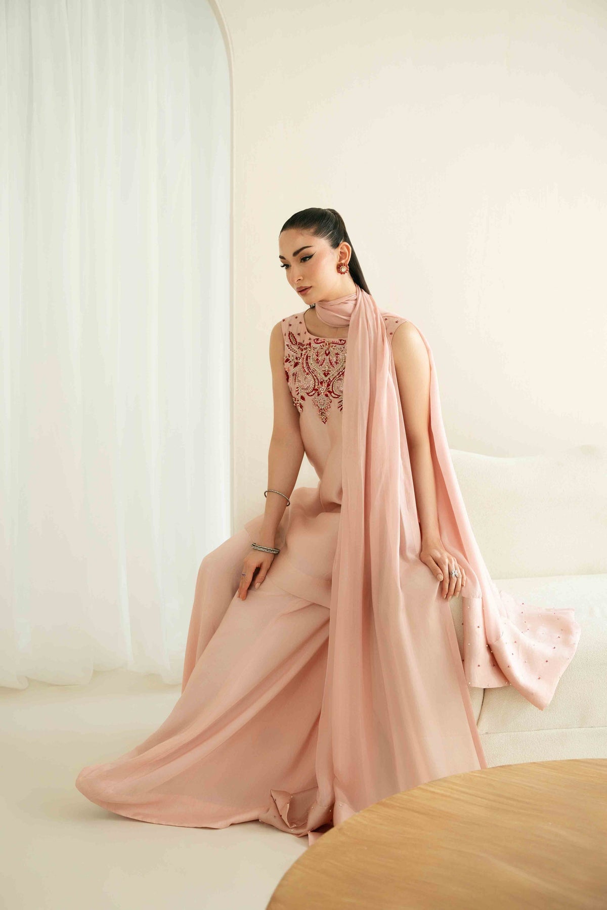 KAIDA RAW SILK 3 PC EMBROIDERED SUIT WITH SOFT SILK DUPPTA