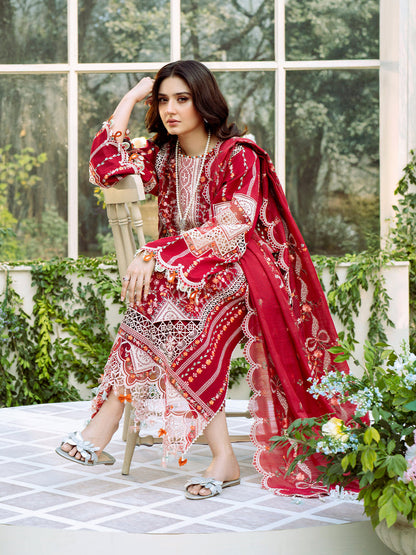 BIN ILYAS LUXURY LAWN EMBROIDERED 3 PC WITH EMBROIDERED DUPATTA