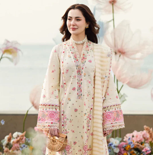 QALAMKAR LUXURY LAWN EMBROIDERED 3 PC WITH EMBROIDERED DUPATTA