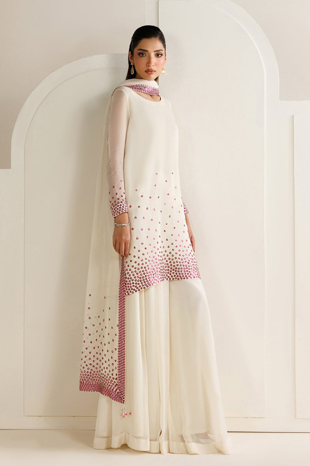 JAZMIN CHIFFON EMBROIDERED 3 PC SUIT WITH EMBROIDERED DUPPATA