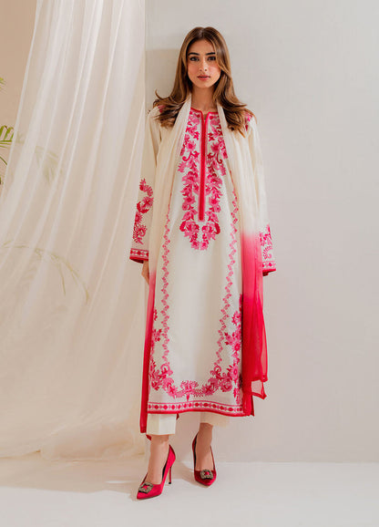 VINTAGE 3PC LAWN EMBROIDERED WITH TYE AND DYE DUPATTA