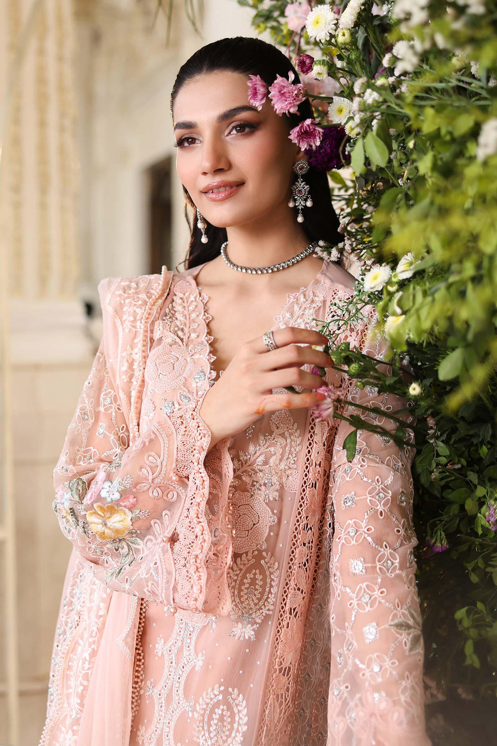 MARIA B LUXURY CHIFFON EMBROIDERED 3 PC SUIT WITH EMBROIDERED DUPPATA