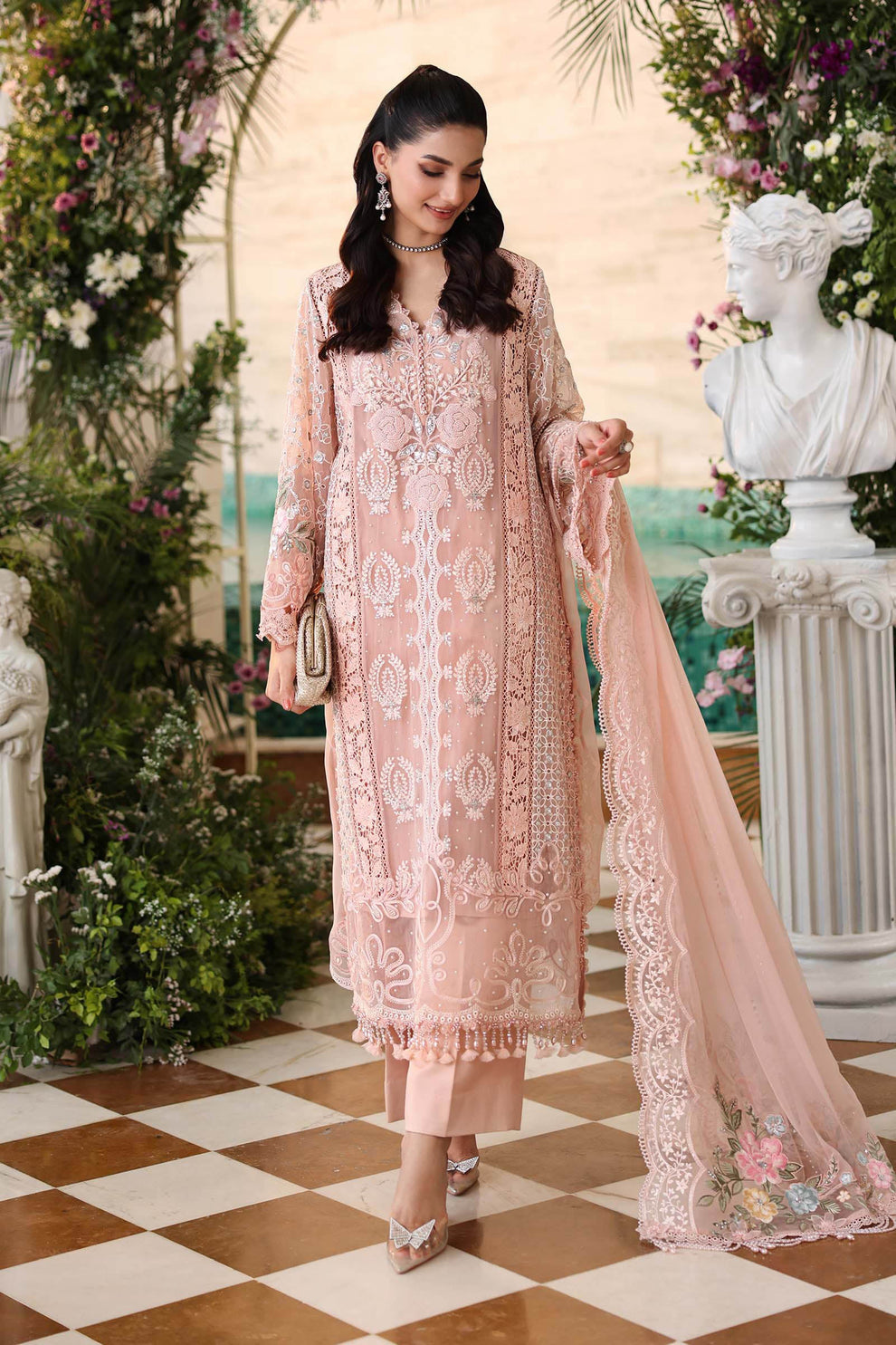 MARIA B LUXURY CHIFFON EMBROIDERED 3 PC SUIT WITH EMBROIDERED DUPPATA