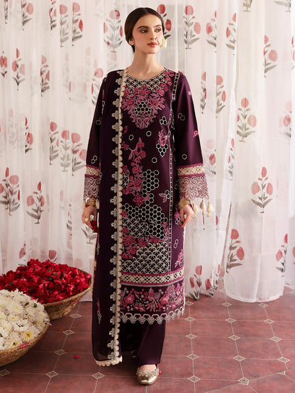 MAHNUR LAWN 3 PC LUXURY EMBROIDERED DUPATTA